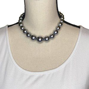 Women's Necklace with Gray Beads 14.5 Inches